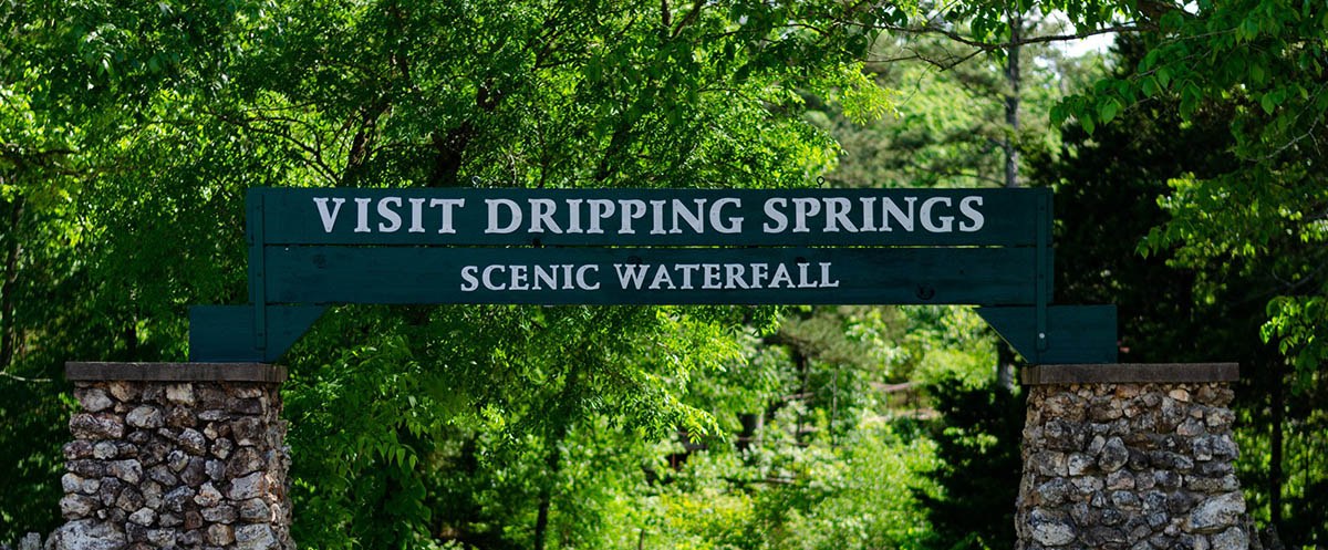 entrance to dripping springs scenic waterfall